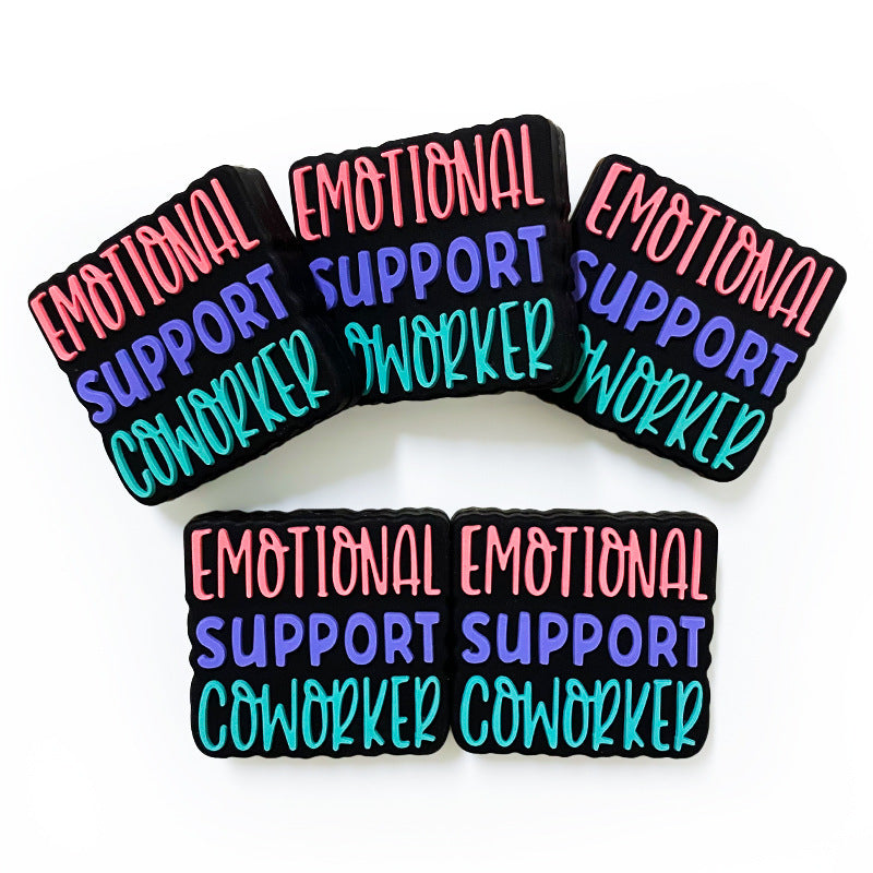 20pcs Silicone Focal Beads Emotions Text Block Design 3