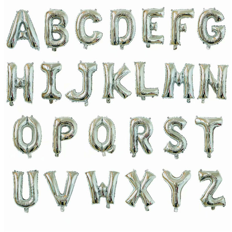 Silver Letter Foil Balloons Party Decoration 16 Inch 50pcs