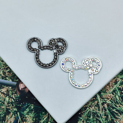 10Pcs 32x25mm Cute Hollow Rhinestone Mickey Head Alloy Beads