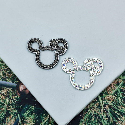 10Pcs 32x25mm Cute Hollow Rhinestone Mickey Head Alloy Beads