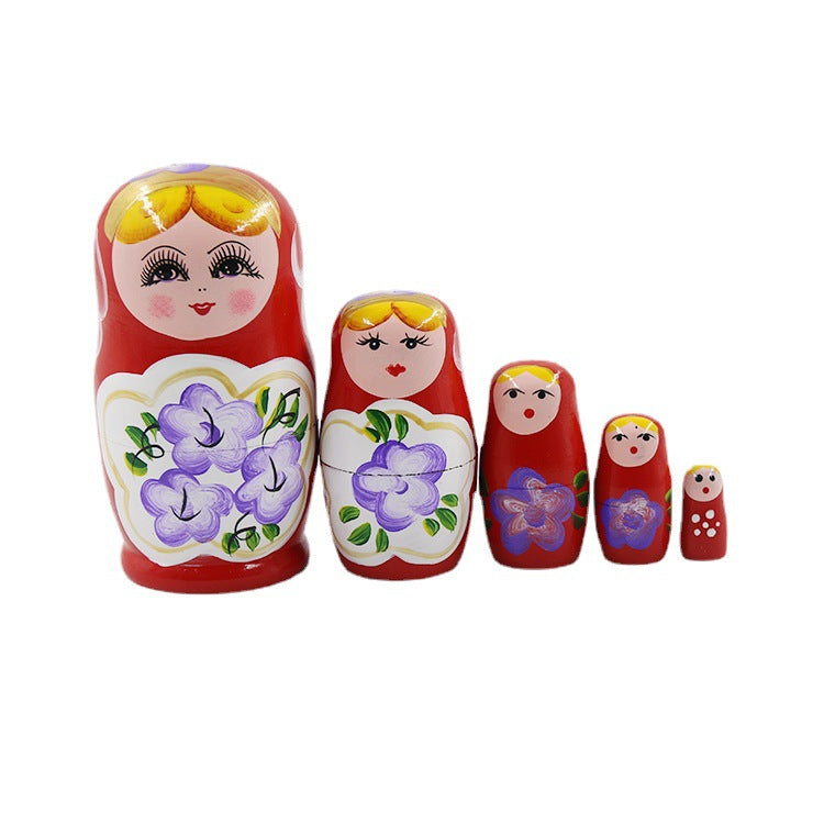 Wooden Russian Nesting Dolls Montessori Toy Set of 5 4