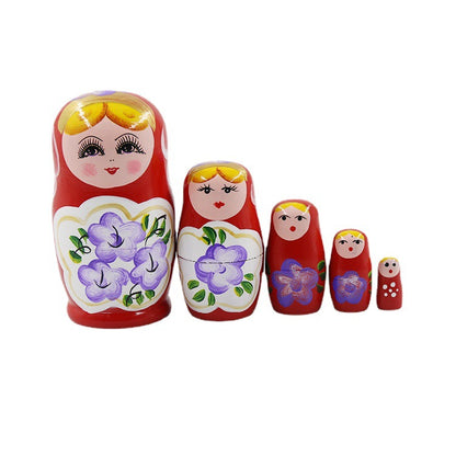 Wooden Russian Nesting Dolls Montessori Toy Set of 5 4