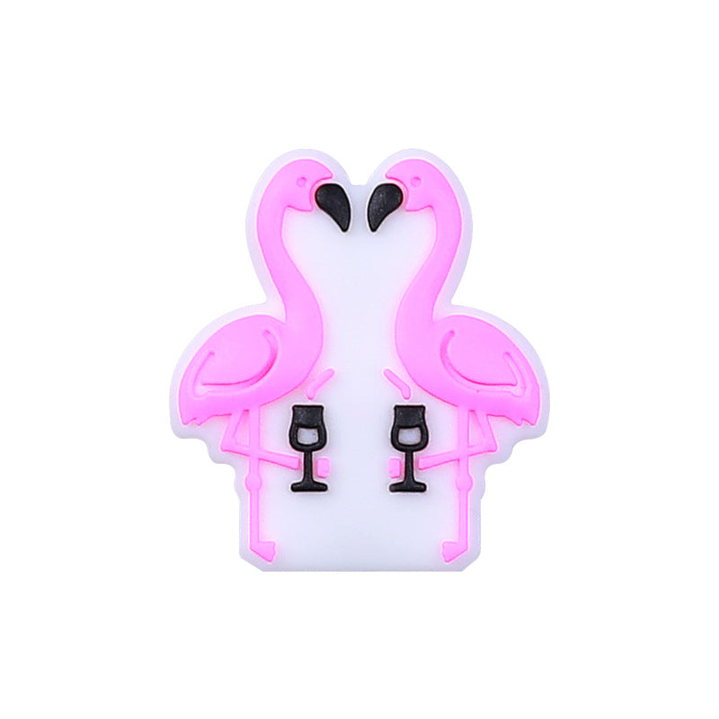 20pcs Silicone Focal Beads Rainbow Bear Giraffe Elephant Flamingo Set 8