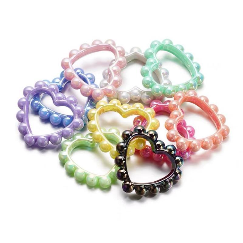10Pcs 39x43mm Solid Color Plated Love Circle Acrylic Beads 14