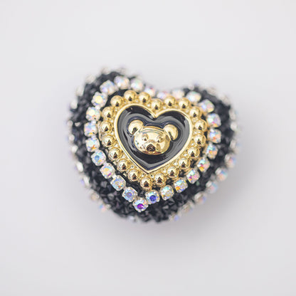10pcs Heart Bear Rhinestone Acrylic Focal Beads 27.5x24.6mm 13