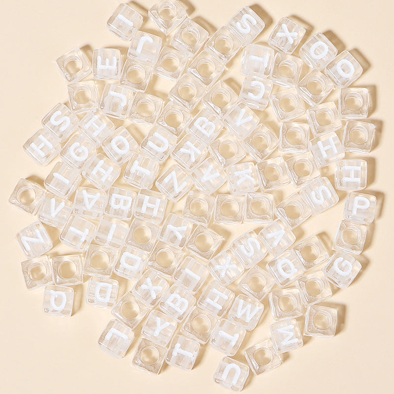 100pcs 6mm Square Acrylic Letters Beads Colorful DIY Accessories 17