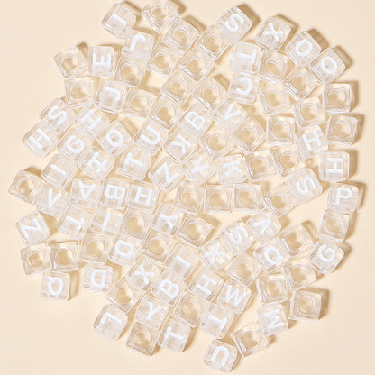 100pcs 6mm Square Acrylic Letters Beads Colorful DIY Accessories 17
