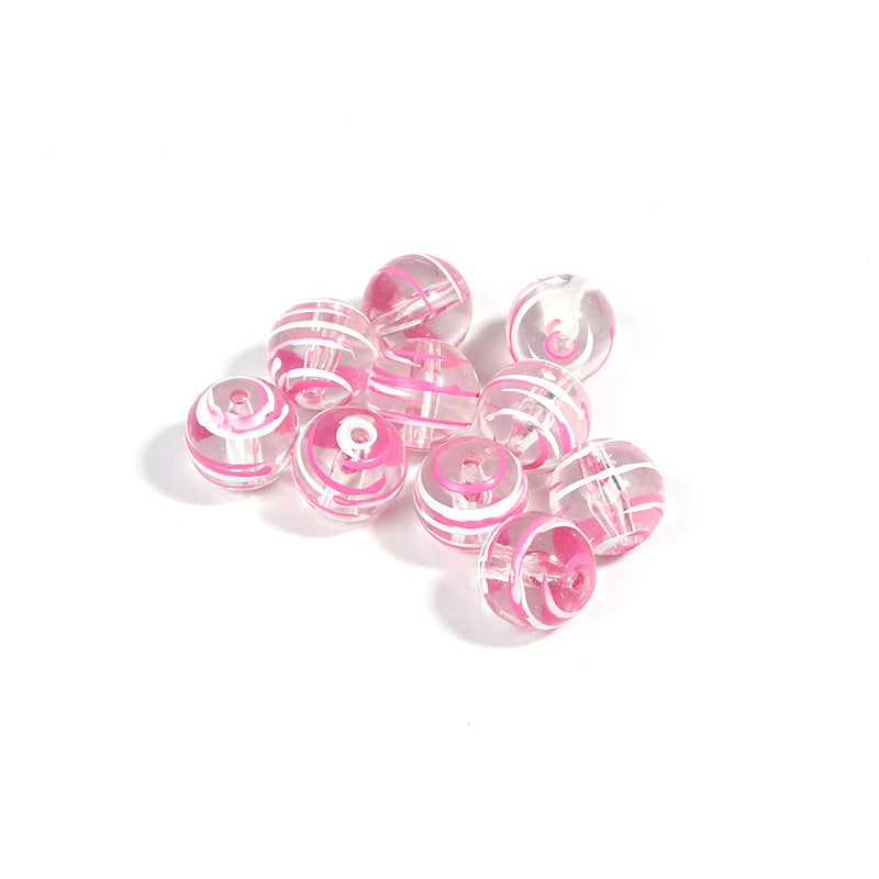 10pcs 16mm Striped Round Acrylic Beads for Jewelry Making 12