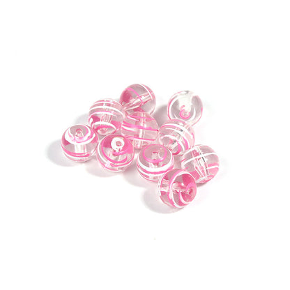 10pcs 16mm Striped Round Acrylic Beads for Jewelry Making 12