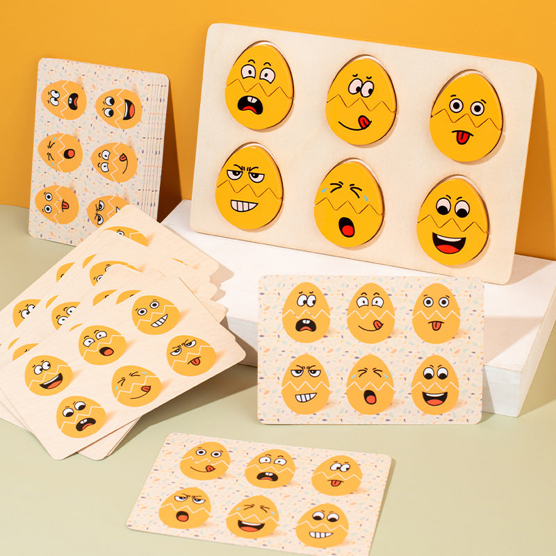 Wooden Expression Matching Puzzle Montessori Toys for Toddlers 2