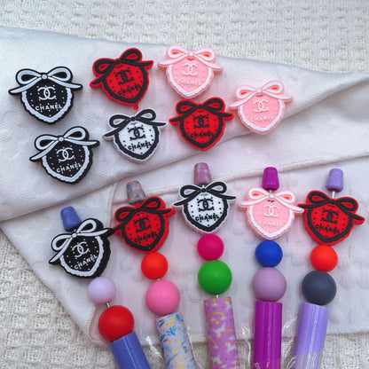20Pcs Silicone Focal Beads Love Bow Hairpin Design 4