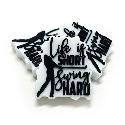 20Pcs Silicone Focal Beads Golf Boy Irregular Shape Design 4