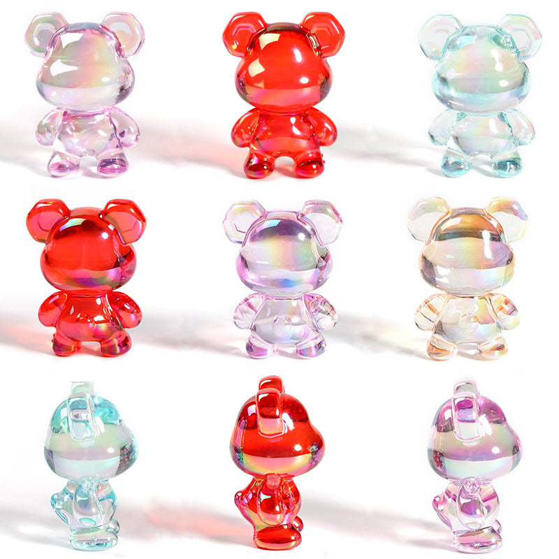 30pcs Transparent Violent Bear Acrylic Beads 22x29mm 20x27mm 24x34mm