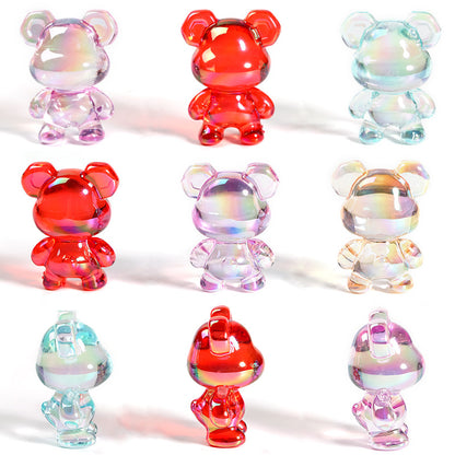 30pcs Transparent Violent Bear Acrylic Beads 22x29mm 20x27mm 24x34mm