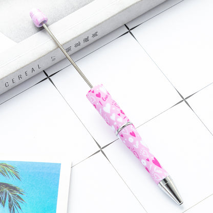 Valentine's Day Heart Print Beadable Ballpoint Pens 14.4cm DIY 30