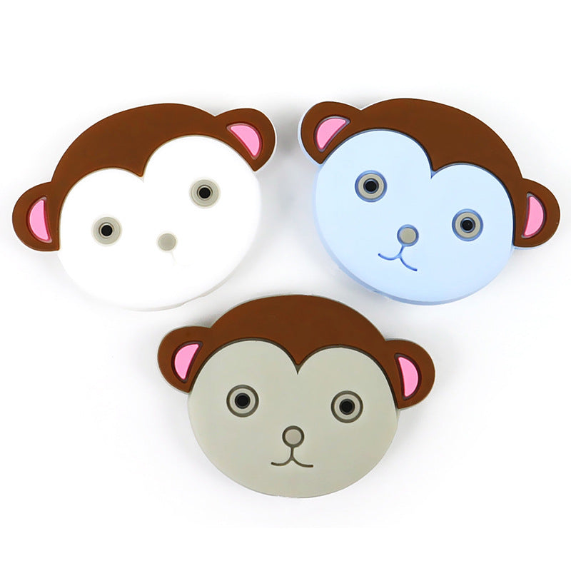 Silicone Focal Beads Cartoon Monkey Face Rounded Shape 5