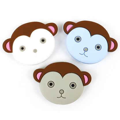 Silicone Focal Beads Cartoon Monkey Face Rounded Shape 5
