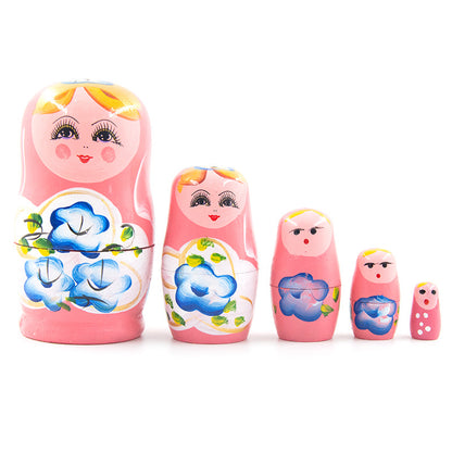 Wooden Russian Nesting Dolls Montessori Toy Set of 5