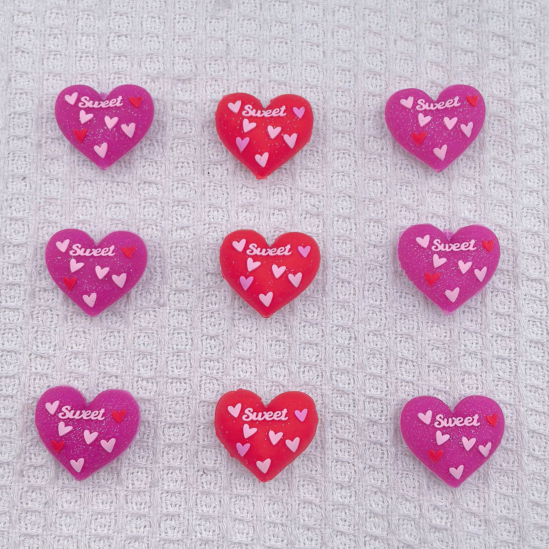 20Pcs Silicone 3D Focal Beads Valentine Day Love Heart Sweet Text 5