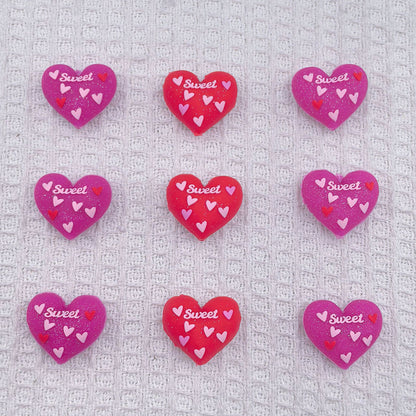 20Pcs Silicone 3D Focal Beads Valentine Day Love Heart Sweet Text 5