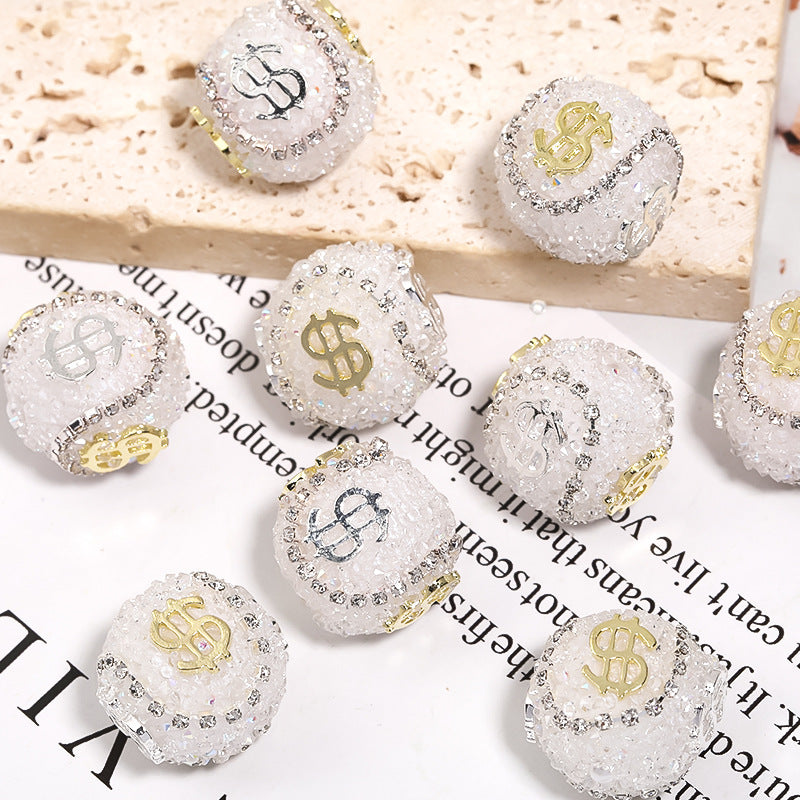 5pcs 19mm Dollar Bill Rhinestone Beads DIY Jewelry Making 12