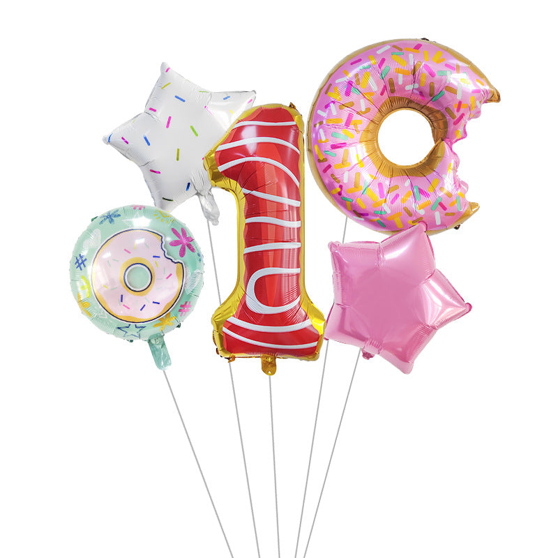 Digital Donut Number Foil Balloon Birthday Party Decoration 32 Inch 2