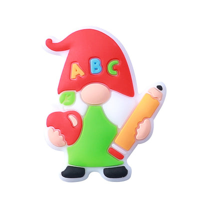 20Pcs Silicone Focal Beads Cartoon Writing Dwarf Holding Books and Apples 5