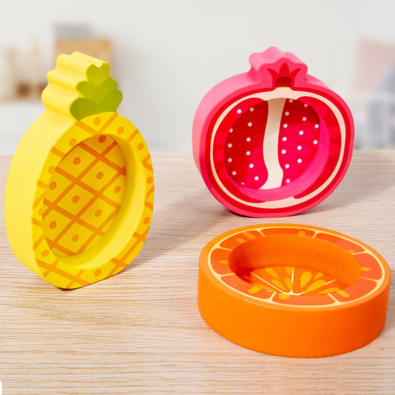 Wooden Montessori Toys Fruit Counting Color Sorting Cups 4