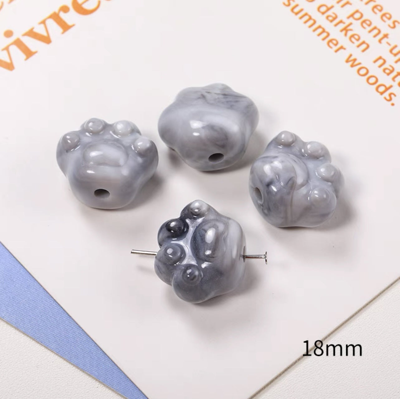 10pcs 18mm Cat Claw Acrylic Beads DIY Bracelet Making 18