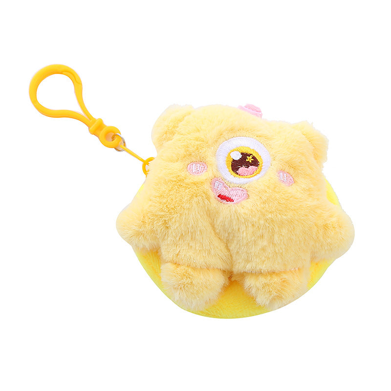 Cartoon Plush Monster Keychain Cotton Coin Purse Charm 5