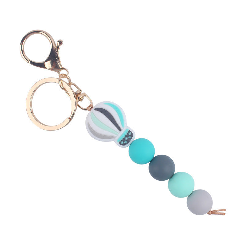 Hot Air Balloon Silicone Bead Keychain with Lobster Clasp Charm 10