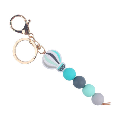 Hot Air Balloon Silicone Bead Keychain with Lobster Clasp Charm 10