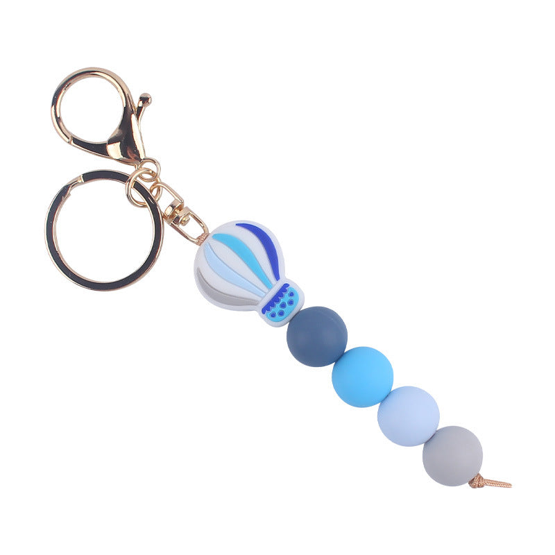 Hot Air Balloon Silicone Bead Keychain with Lobster Clasp Charm 7