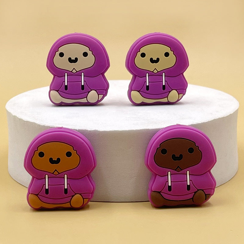 20pcs Silicone Focal Beads Cartoon Animal Hoodie Chicken Front Facing 4