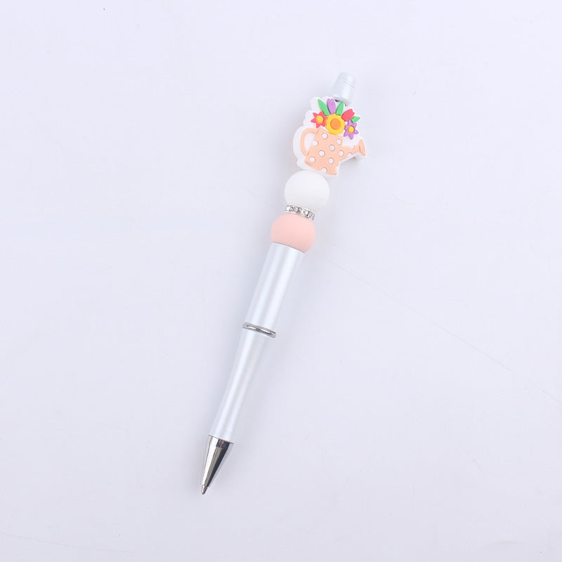 Flower Vase Room Silicone Beaded Pens Colorful Handmade Office Pen 4