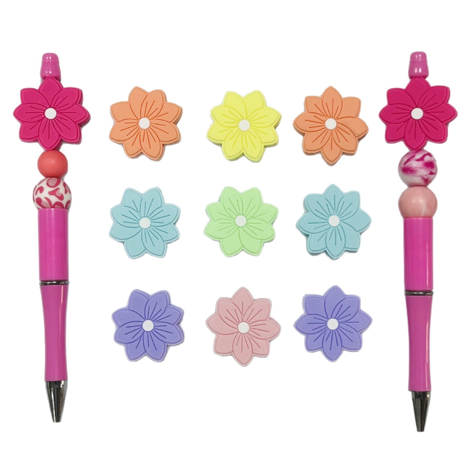 20Pcs Silicone Focal Beads Flower Macaron Color Simple Edition 5