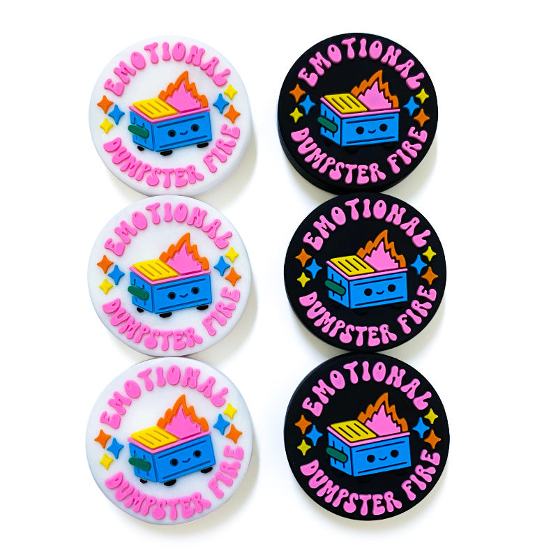 20pcs Silicone Focal Beads Cartoon Image of Firebox Round Flat Design 4