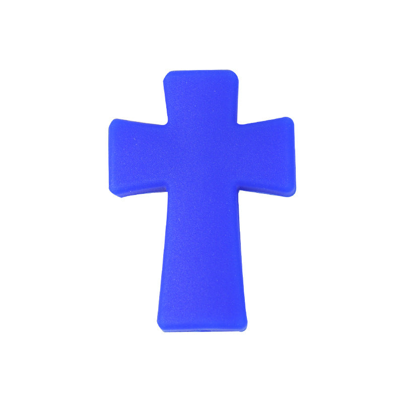 20pcs Silicone Focal Beads Printed Cross With Varied Color Patterns 16