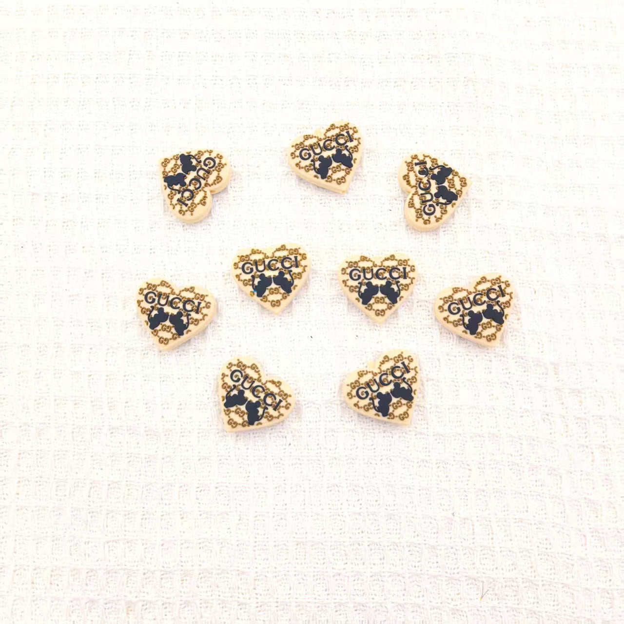 20Pcs Silicone Focal Beads Love Heart Printed Design