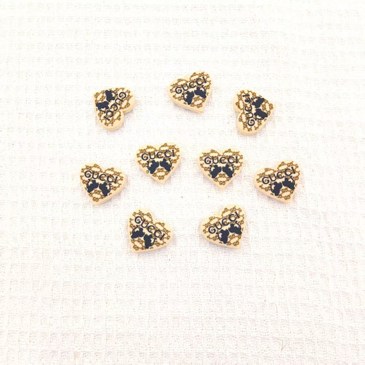 20Pcs Silicone Focal Beads Love Heart Printed Design