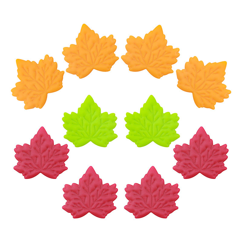 20Pcs Silicone Focal Beads Maple Leaf Detailed Vein Design