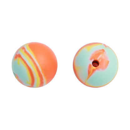 20pcs 15mm Candy Color Tie Dye Silicone Beads Multi Color 17