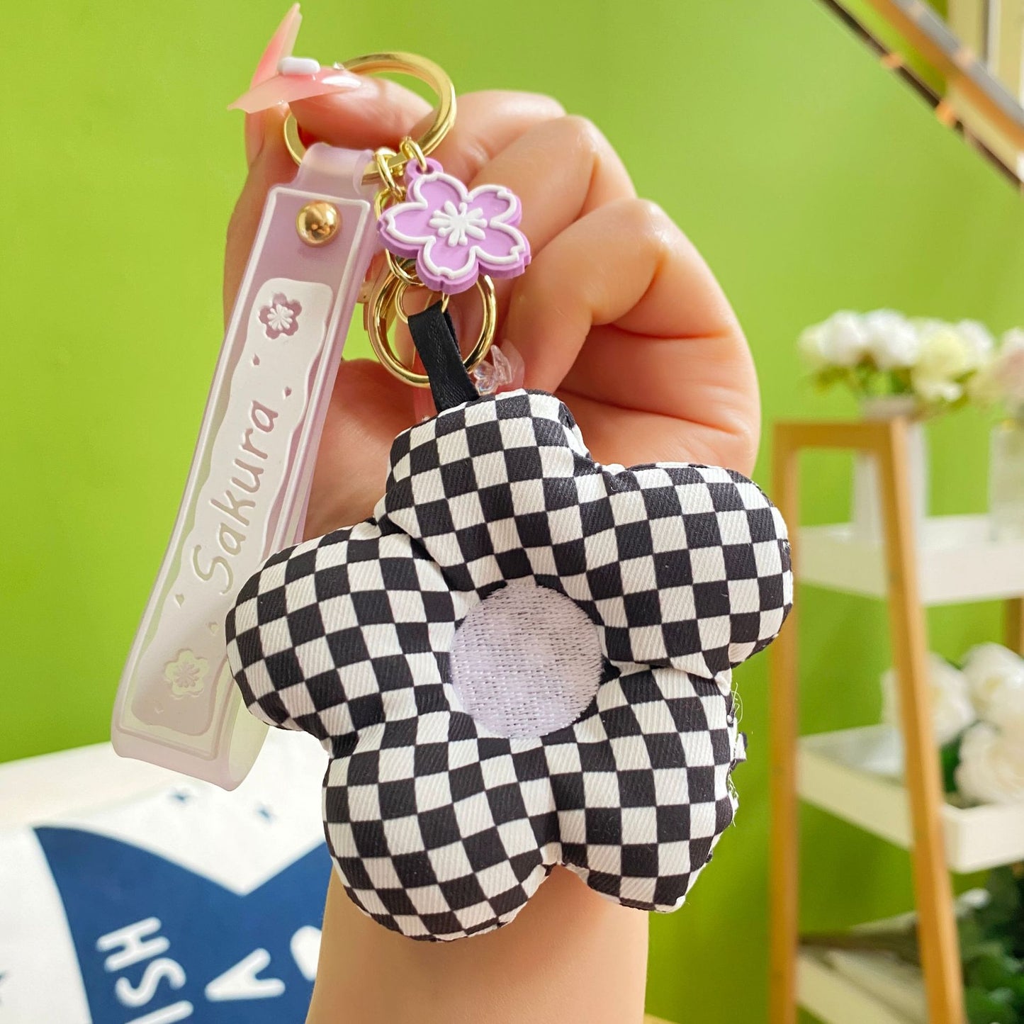 Cute Flower Cotton Cloth Keychain Soft Plush Charm 16x7.5cm 7