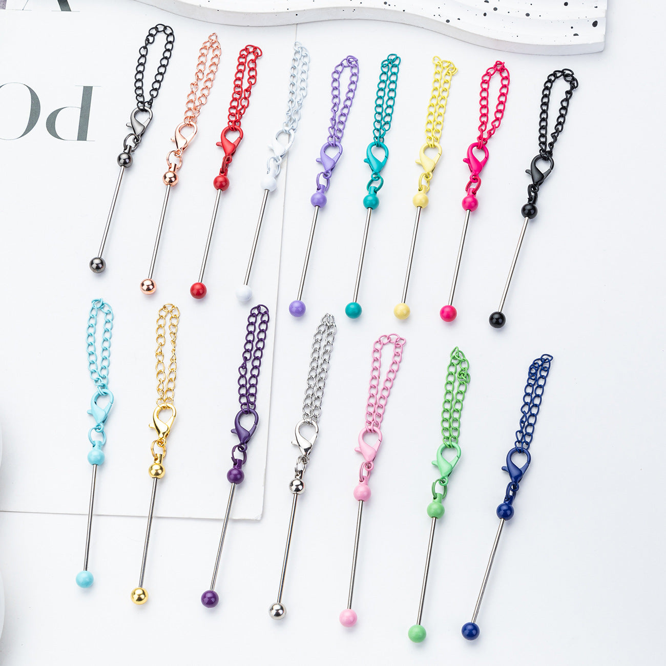Mini Beadable Keychain Metal DIY Creative Personality Bag Pendant