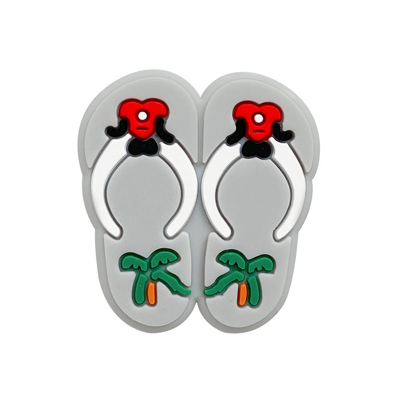 20pcs Silicone Focal Beads Slippers Pair with Palm Tree Detail 6