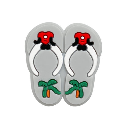 20pcs Silicone Focal Beads Slippers Pair with Palm Tree Detail 6