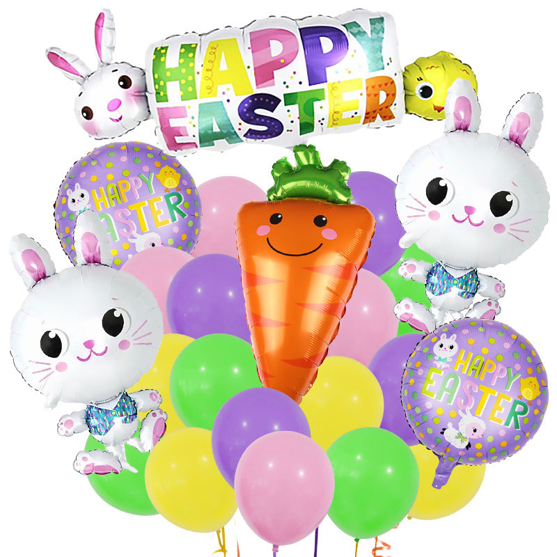 Easter Bunny Carrot Foil Balloon Set Party Decoration 3