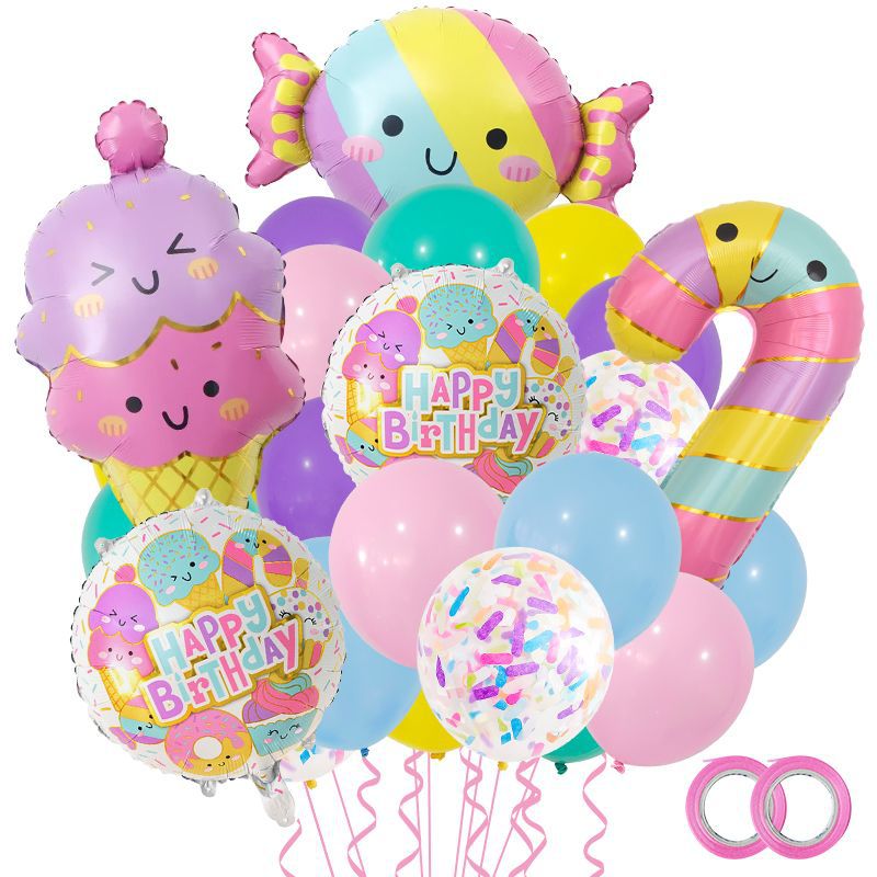 Cute Candy and Ice Cream Foil Balloon Birthday Party Decoration Set