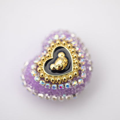 10pcs Heart Bear Rhinestone Acrylic Focal Beads 27.5x24.6mm 16