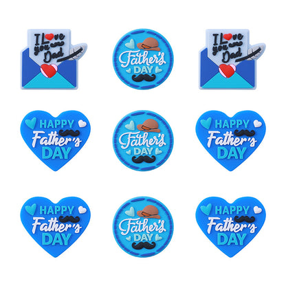20pcs Silicone Focal Beads Father Day Envelope Letter and Hat Design